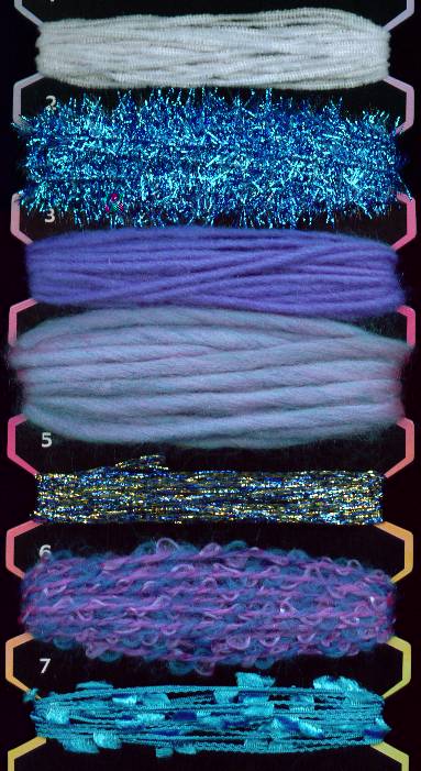 Fiber Accents 3.25 Yards Each Of 7 Fibers - Turquoise