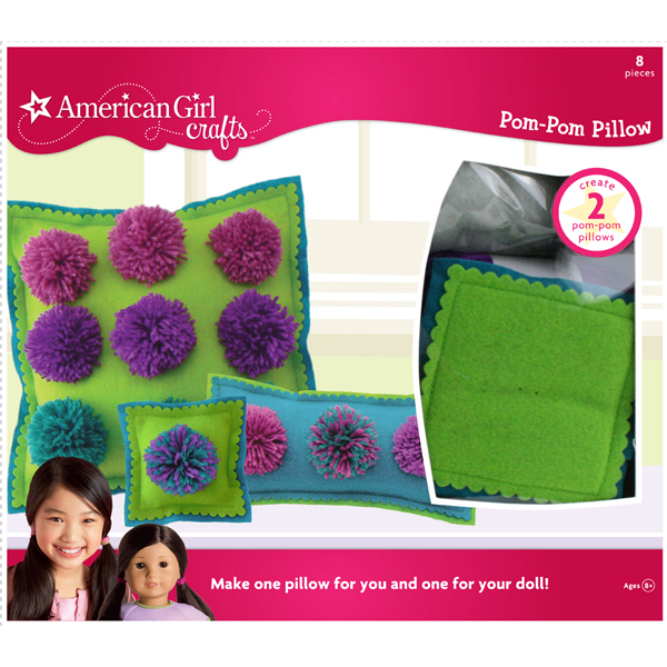 American Girl - Pom Pom Pillow Kit- blue/green
