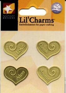 American Traditional Charms - Heart Words Gold