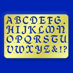 American Traditional Brass Stencil - Alphabet - Upper Case Calligraphy 1/4"