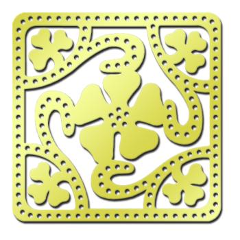American Traditional Brass Paper Piercing Template - Israeli Tile (Clover)