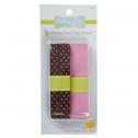 Babyville Fold Over Elastic - Brown with Dots & Solid Pink
