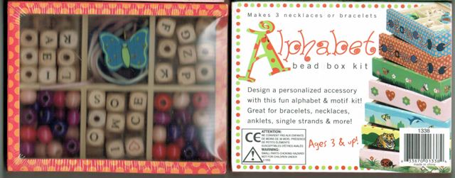Bead Bazaar Hand Crafted Wood Box Bead Kit Small - Alphabet Pink
