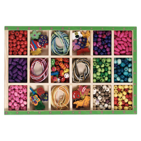 Bead Bazaar Large Bead Box with Wood Beads
