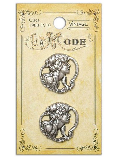 Blumenthal Vintage LaMode Buttons - Nouveau Lady Antique Silver 7/8"