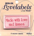 Lovelabels Iron on Labels - Label Made with Love & Kisses 4 ct