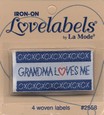 Lovelabels Iron on Labels - Label Grandma Loves Me 4 ct