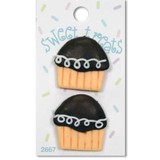 Blumenthal Sweet Treats Buttons - Chocolate Cupcakes, 1 1/8:" 2 per card