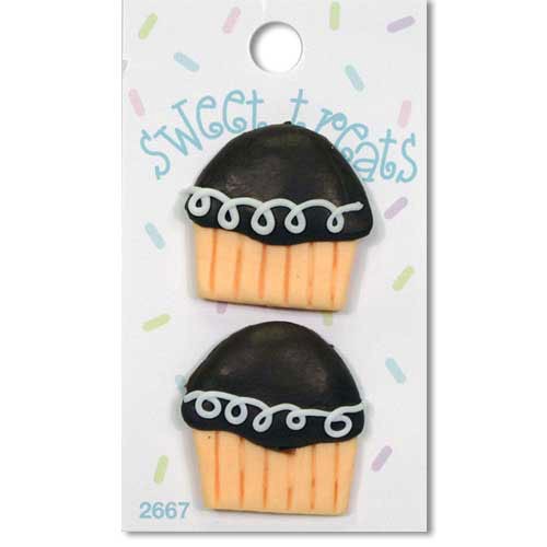 Blumenthal Sweet Treats Buttons - Chocolate Cupcakes, 1 1/8:" 2 per card