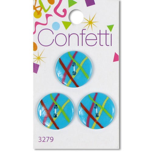 Blumenthal Confetti - Turquoise Lined Buttons, 3/4" (19MM) - 3 per Card
