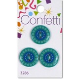 Blumenthal Confetti - Turquoise Dots Buttons, 3/4" (19MM) - 3 per Card