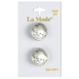Blumenthal LaMode Buttons - Silver Buffalo Shank Button, 3/4" (19MM) - 2 per Card