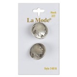 Blumenthal LaMode Buttons - Silver Indian Head Shank Button, 3/4" (19MM) - 2 per Card