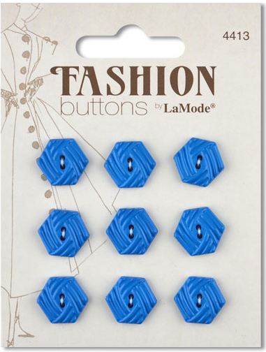 Blumenthal Lansing Fashion Buttons - 5/8" Blue Octagons 9/pkg