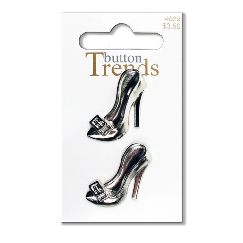 Blumenthal Trends Buttons - 1 1/8" Silver High Heels