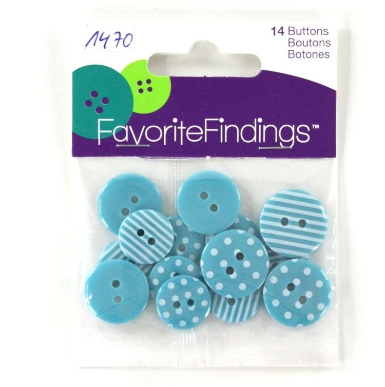 Blumenthal Favorite Findings Buttons - Dots & Stripes Aqua