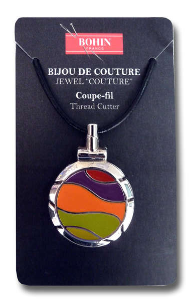 Bohin Thread Cutter Pendant - Jewel Couture Thread Cutter Wave Lime and Orange