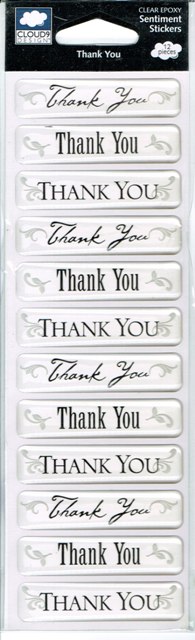 Cloud 9 Clear Epoxy Sentiment Stickers - Thank You