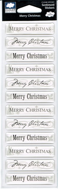 Cloud 9 Clear Epoxy Sentiment Stickers - Merry Christmas