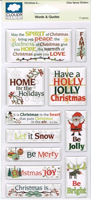 Cloud 9 Clear Epoxy Sentiment Stickers - Christmas is Words & Quotes