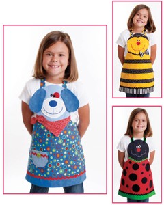 Cotton Ginnys Pattern - Cute Friends Child's Apron Dog, Bee & Ladybug