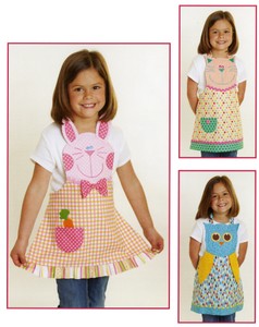 Cotton Ginnys Pattern - Fun Friends Child's Apron Bunny, Cat & Owl