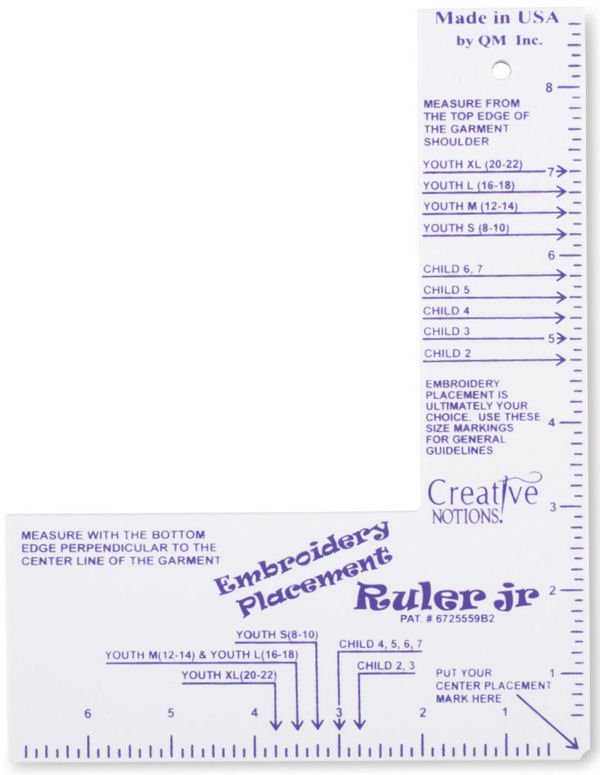 Creative Notions Embroidery Placement Ruler Jr.