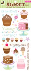 DCWV Sweet Glitter Rub-Ons - Sweet Cupcake