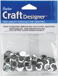 Darice Cup Sequins, 8mm Silver 200/pkg