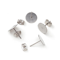 Darice Jewelry Designer - 6mm Flat Earpost w/Nuts 48 Sets