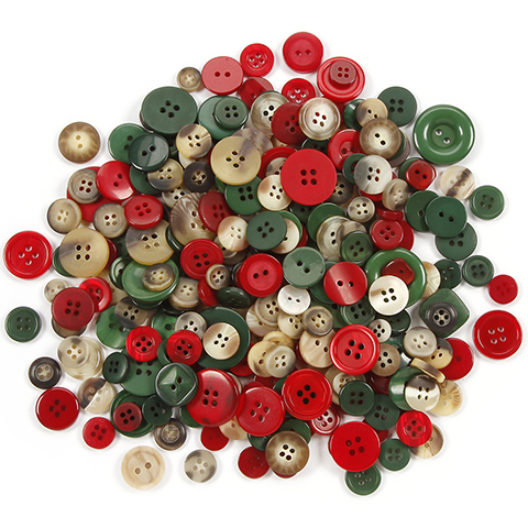 Darice Plastic Christmas Buttons Folk Colors