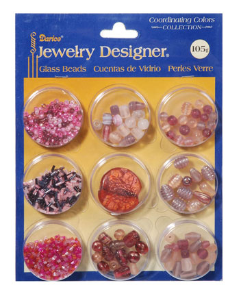 Darice Jewelry Designer Glass Beads - Coordinating Color Collections 9 Pink