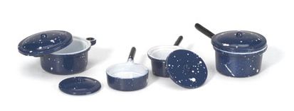 Darice Timeless Minis - Pots with Lids Blue Splatterware