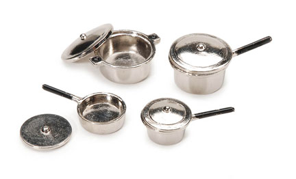 Darice Timeless Minis - 8 Piece Silver Cookware Set