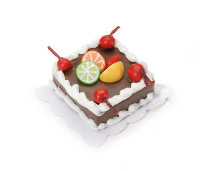 Darice Everyday Minis - Fruit Topped Square Chocolate Cake