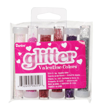 Darice Glitter Tubes 6/Pkg - Valentine Colors