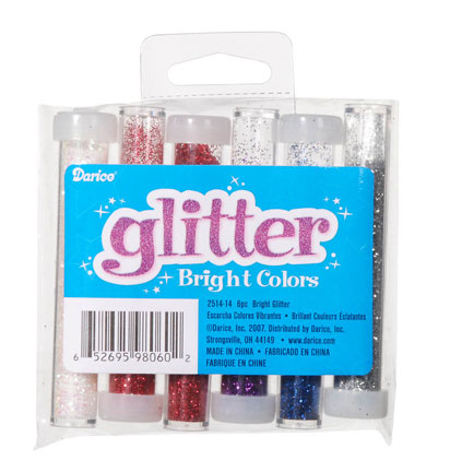 Darice Glitter Tubes 6/Pkg - Bright Colors
