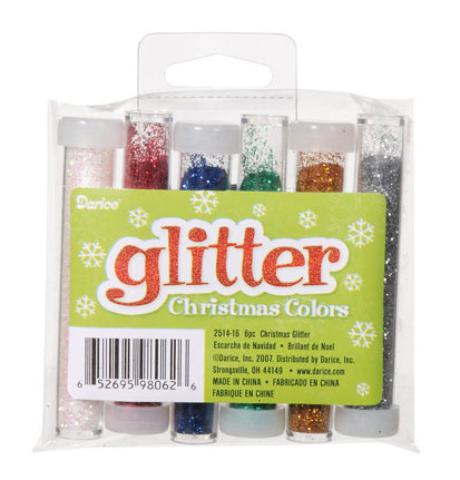 Darice Glitter Tubes 6/Pkg - Christmas Colors