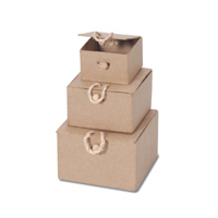 Darice Nesting Paper Mache Square Boxes (3) x 6 sets, total 18 boxes