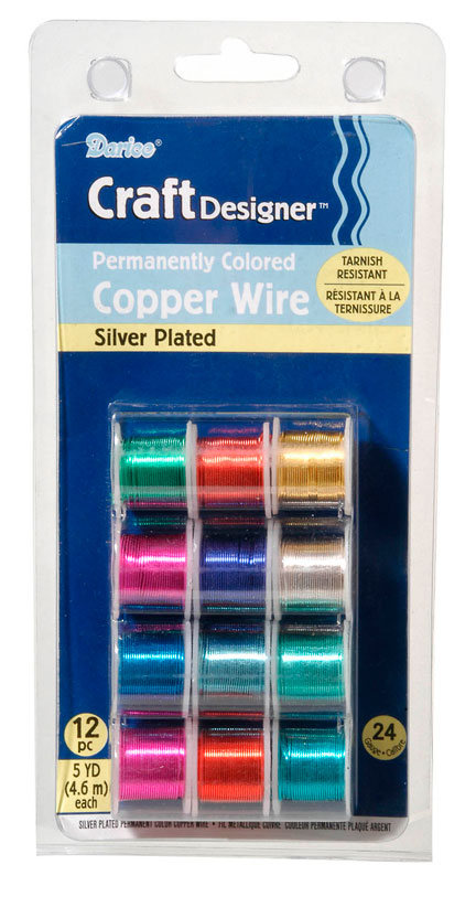 Darice Craft Designer Permanent Color Copper Wire Silver Plated 12 Pack, 24 Gauge