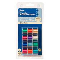 Darice Craft Designer Permanent Color Copper Wire Silver Plated 12 Pack, 26 Gauge