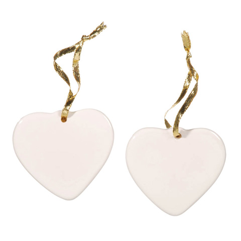 Darice Porcelain Ornament - Heart - 3.5 inches