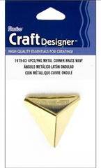 Darice Craft Designer Metal Corner Wavy Brass 4 pc