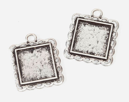 Signed, Sealed, Remembered Frame Charms - Square Silver 31mm