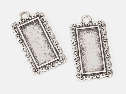 Signed, Sealed, Remembered Frame Charms - Rectangle Silver 23x40mm