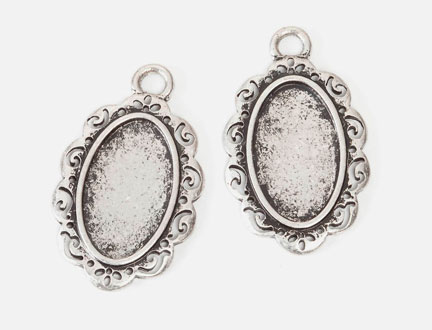 Signed, Sealed, Remembered Frame Charms - Oval Silver 26x36mm