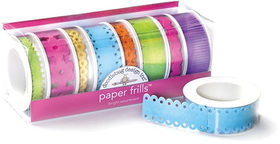 Doodlebug Paper Frills 8-Spool Assortment - Primary