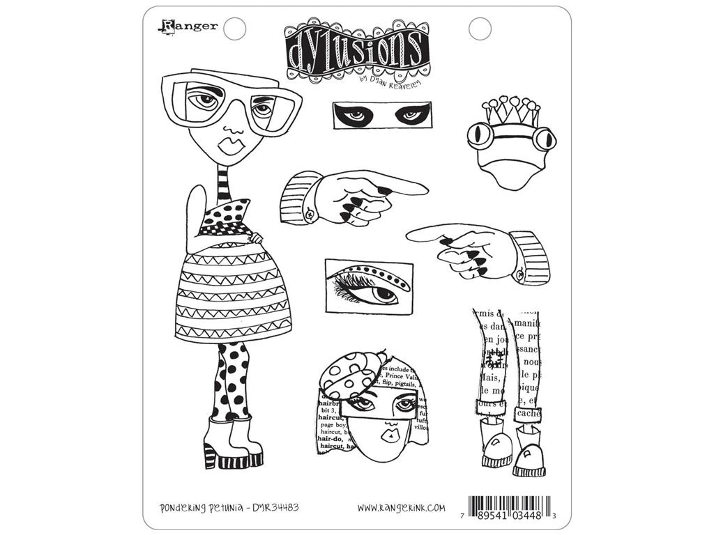 Dyan Reaveley's Dylusions Cling Stamp Collection - Pondering Petunia