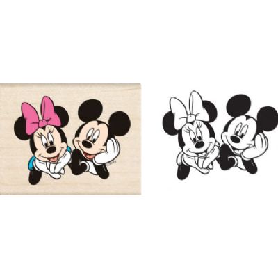 EK Success Wooden Rubber Stamp - Mickey & Minnie