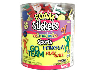 Fibre-Craft Foam Shapes Stickers Bucket 6 oz Sports